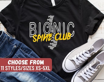 Wirbelsäulen-Chirurgie-Shirt, Wirbelsäulen-Shirt, Wirbelsäulen-Geschenk, Wirbelsäulen-Shirt, gebrochene Wirbelsäulen-Shirt, lustiges Wirbelsäulen-Chirurgie-Shirt, Bonic Spine Club T-Shirt