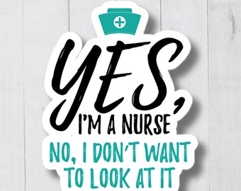 Pegatina de enfermera divertida, estudiante de enfermería, regalo de enfermera registrada, pegatina de trabajador de la salud, regalo de enfermera, pegatina de enfermera de botella de agua, pegatina de enfermera linda