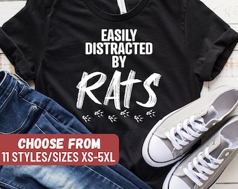 Rat Lover Shirt, Funny Rat Shirt, Cute Rat Shirt, Rat Lover Gift, Rat Owner Shirt, Rat Shirt, Rat Tees, Easily Distracted By Rats T-Shirt