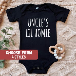 Newborn Outfit, Baby Shower Gift, Funny Baby Bodysuit, Pregnancy Reveal, Baby Announcement, Baby Tees, Uncle's Lil Homie Baby Bodysuit