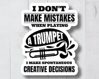 Funny Trumpet Sticker, Trumpet Gift, Cute Trumpet Decal, Trumpet Player Decal, Music Laptop Sticker, Gift For Band Teacher, Band Sticker