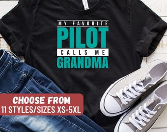 Lustiges Flugzeug Shirt, lustiges Piloten Shirt, Piloten Geschenk, Flugzeuge Shirt, Luftfahrt Geschenk, mein Lieblingspilot nennt mich Oma T-Shirt