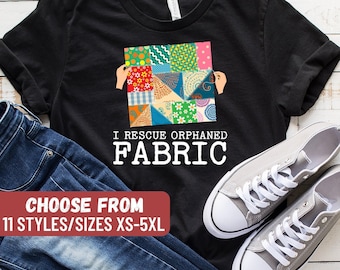Camiseta divertida de acolchado, regalo para acolchador, camiseta de acolchado, regalo para costurera, regalo de acolchado, camiseta de costura, regalo de acolchado, camiseta "Rescato tela huérfana"