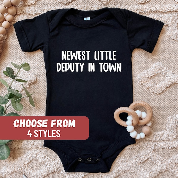 Sheriff Baby Gift, Sheriff Baby Announcement, Police Baby Gift, Law Enforcement Baby Gifts, Newest Little Deputy In Town Baby Bodysuit