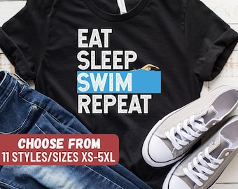 Swimming Shirt, Swimmer Shirts, Swim Coach, Swim Lover Shirt, Funny Swimming Shirt, Swimmer Gift, Coach Gifts, Eat Sleep Swim Repeat T-Shirt