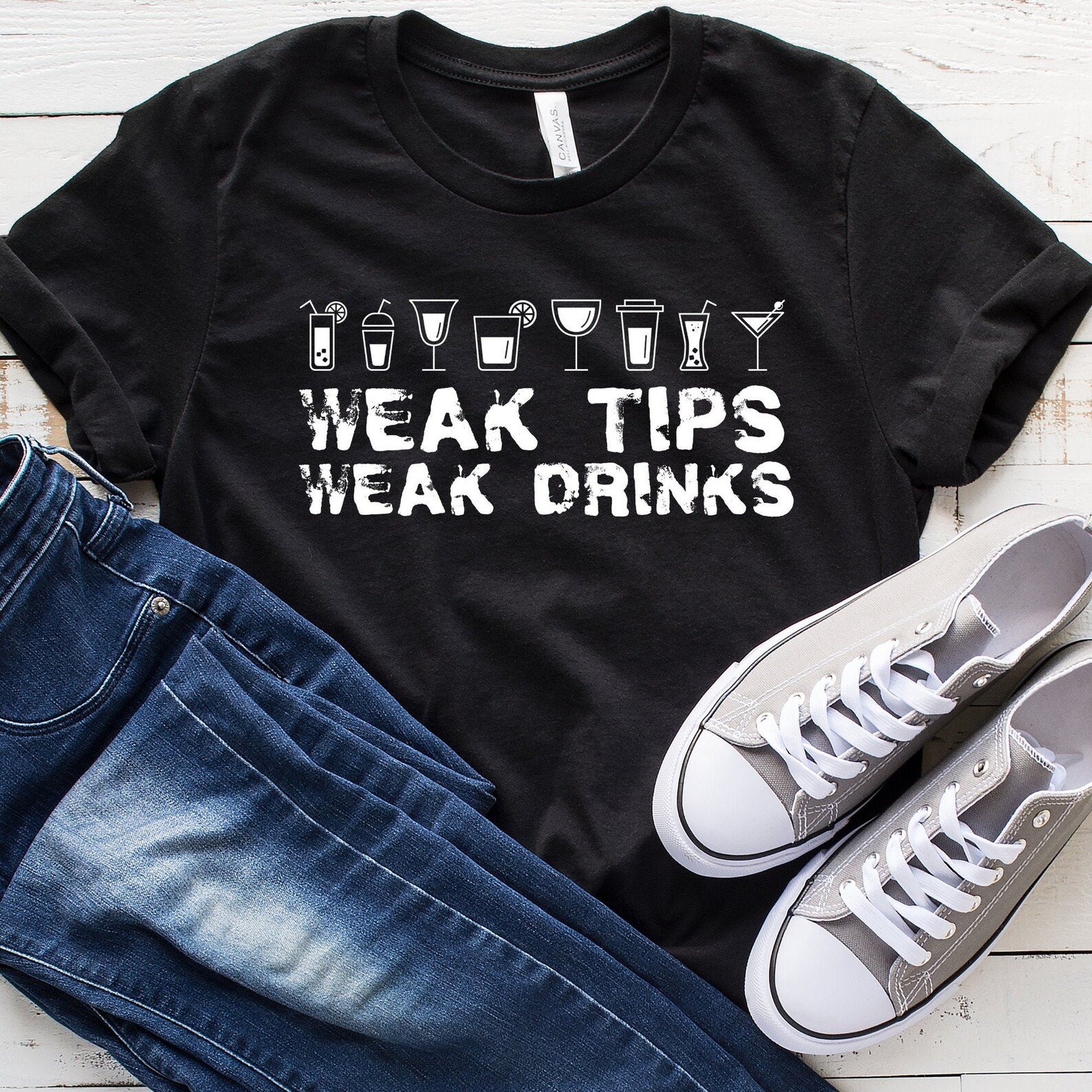 Weak Tips Weak Drinks Tshirt Funny Bartender Shirt Funny Etsy