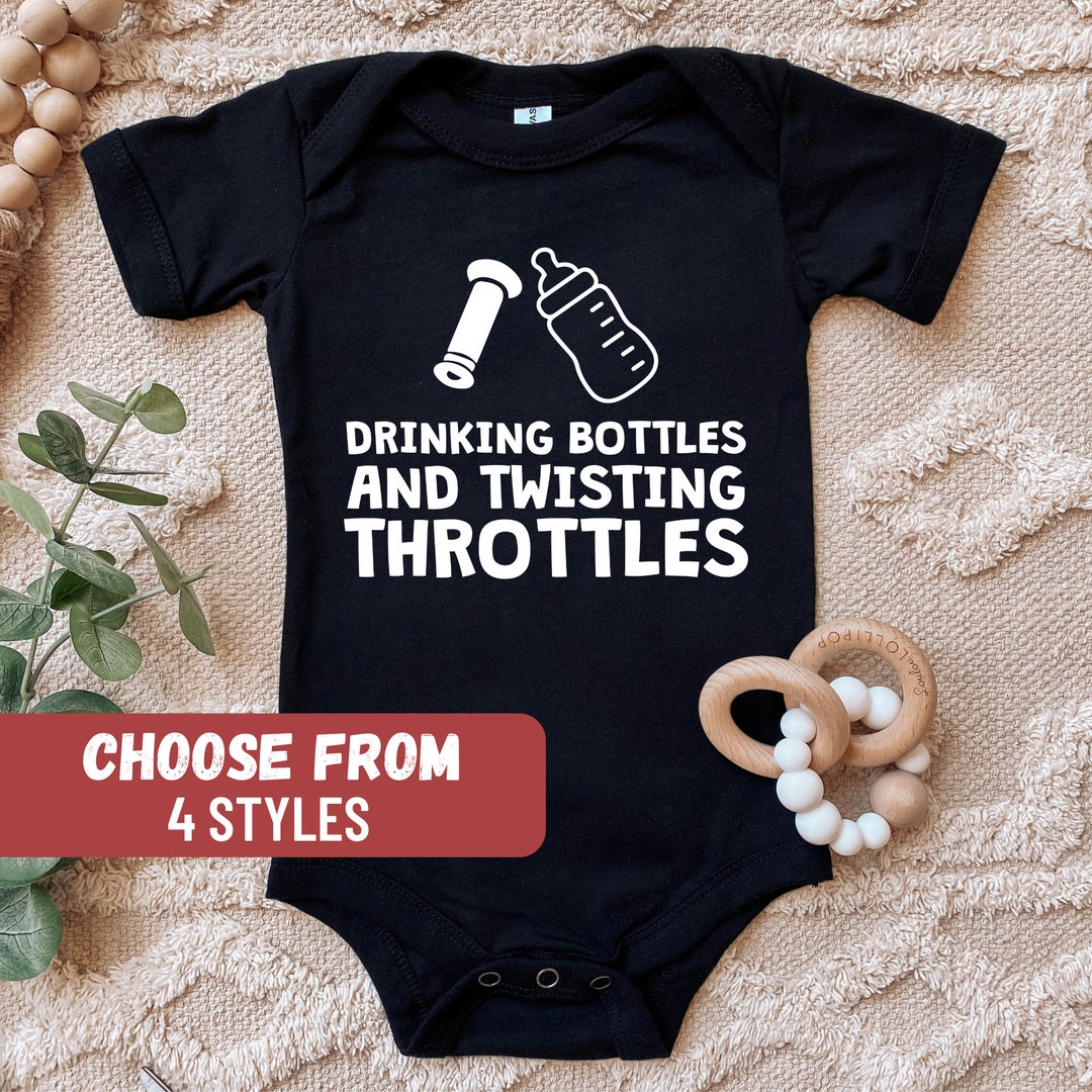 Drinking Bottles and Twisting Throttles Baby Bodysuit, Dirt Bike Baby