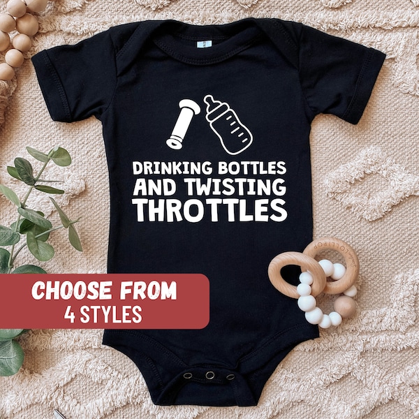 Trinkflaschen und Drehdrosseln Baby Body, Dirt Bike Baby Body, Motocross Baby Body, Dirt Bike Babykleidung, Baby T-Shirts