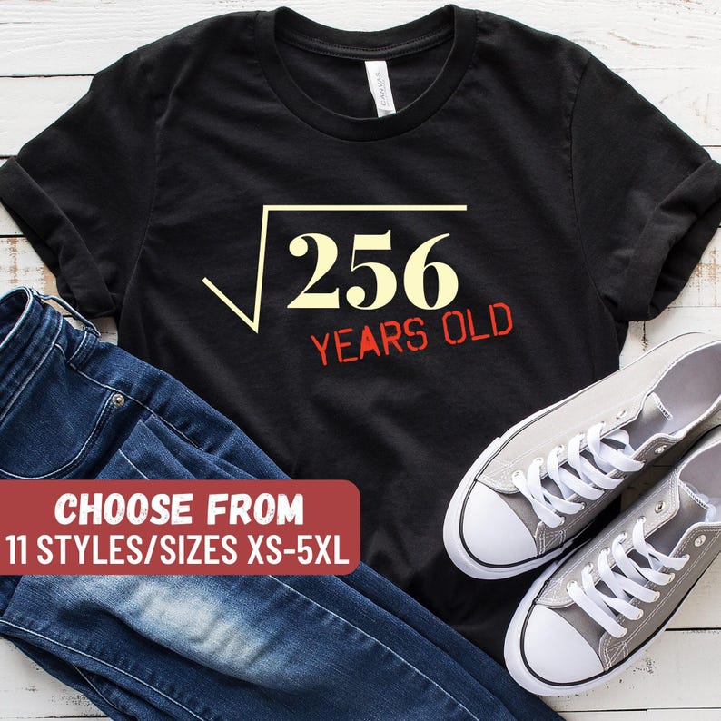 16th Birthday Shirt, Birthday Countdown, Sixteen Birthday Shirt, 16 Years Old, Sixteen Birthday Gift, Square Root Of 256 T-Shirt image 1