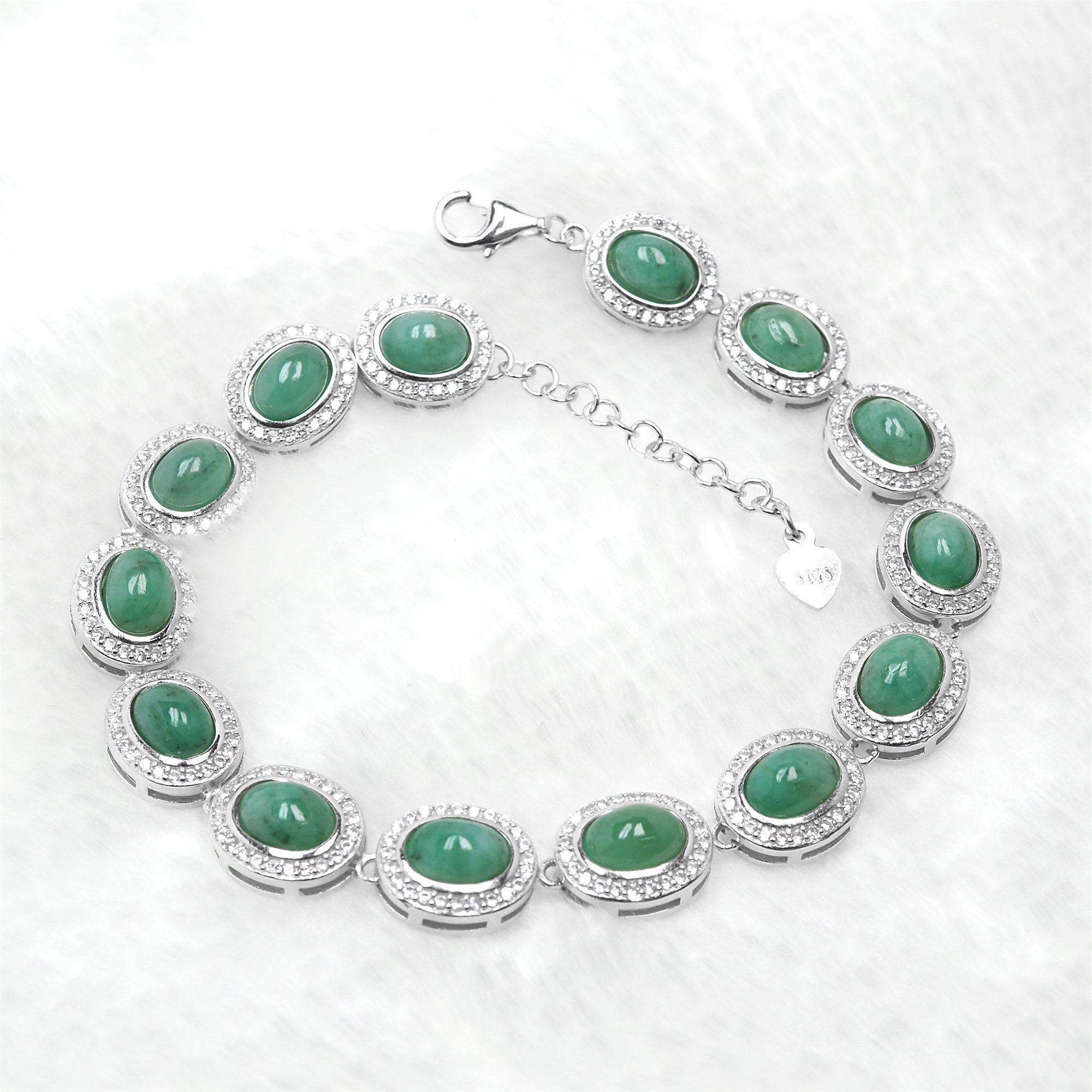 Natural Emerald Bracelet 925 Sterling Silver Chain Bracelet Etsy