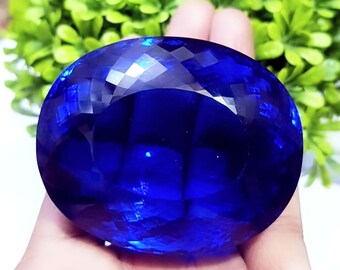 668.50 Ct Dark Blue Topaz Oval Shape Lab Created Pendent Size jewelry making gemstone Glass Fielld Topaz 58x47x35 mm Loose Gemstone