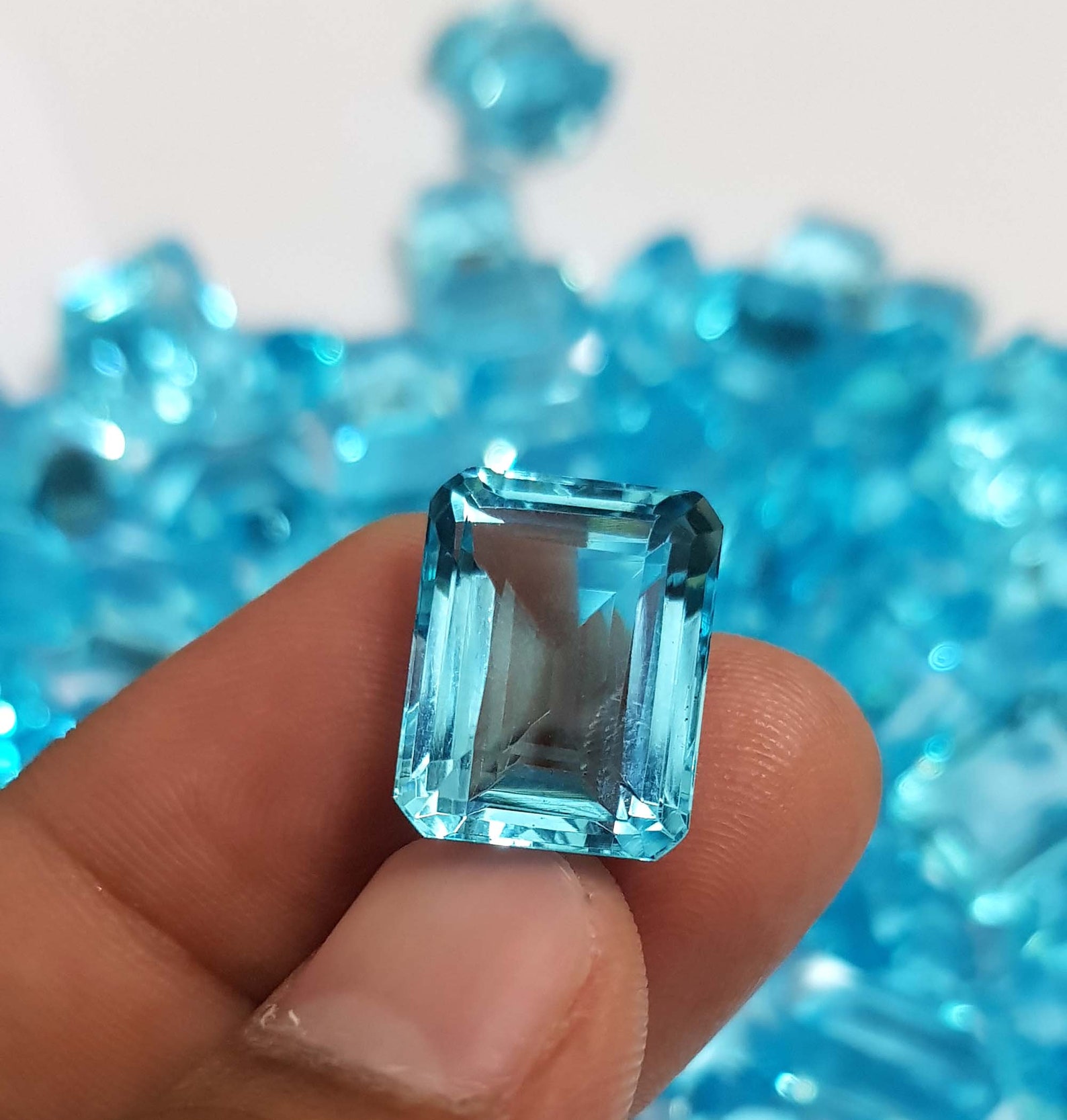 Loose Gemstone 13 to 17 Ct Aquamarine Synthetic Emerald Shape Etsy
