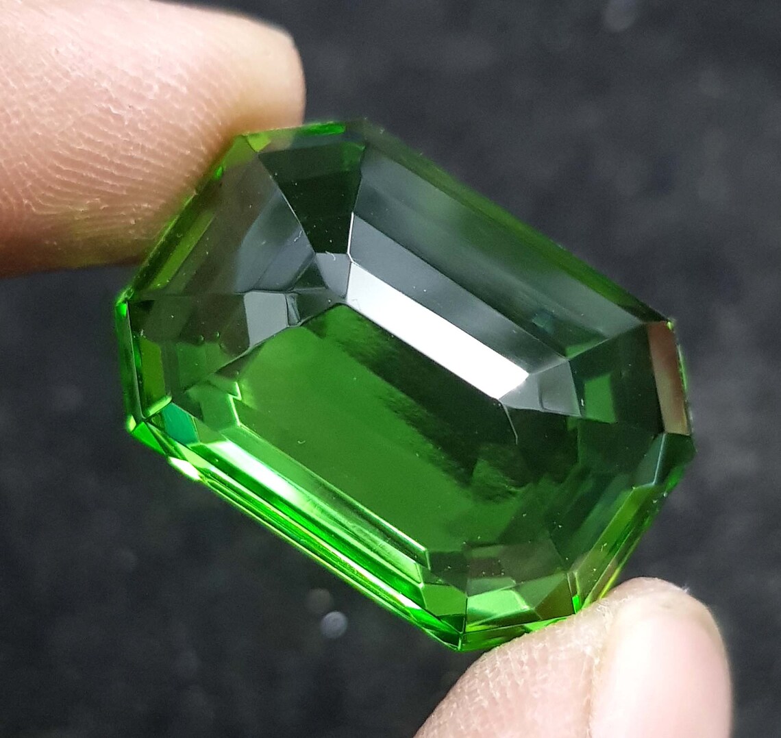 60.65 Ct Glorious Green Topaz Emerald Shape Loose Gemstone For Etsy