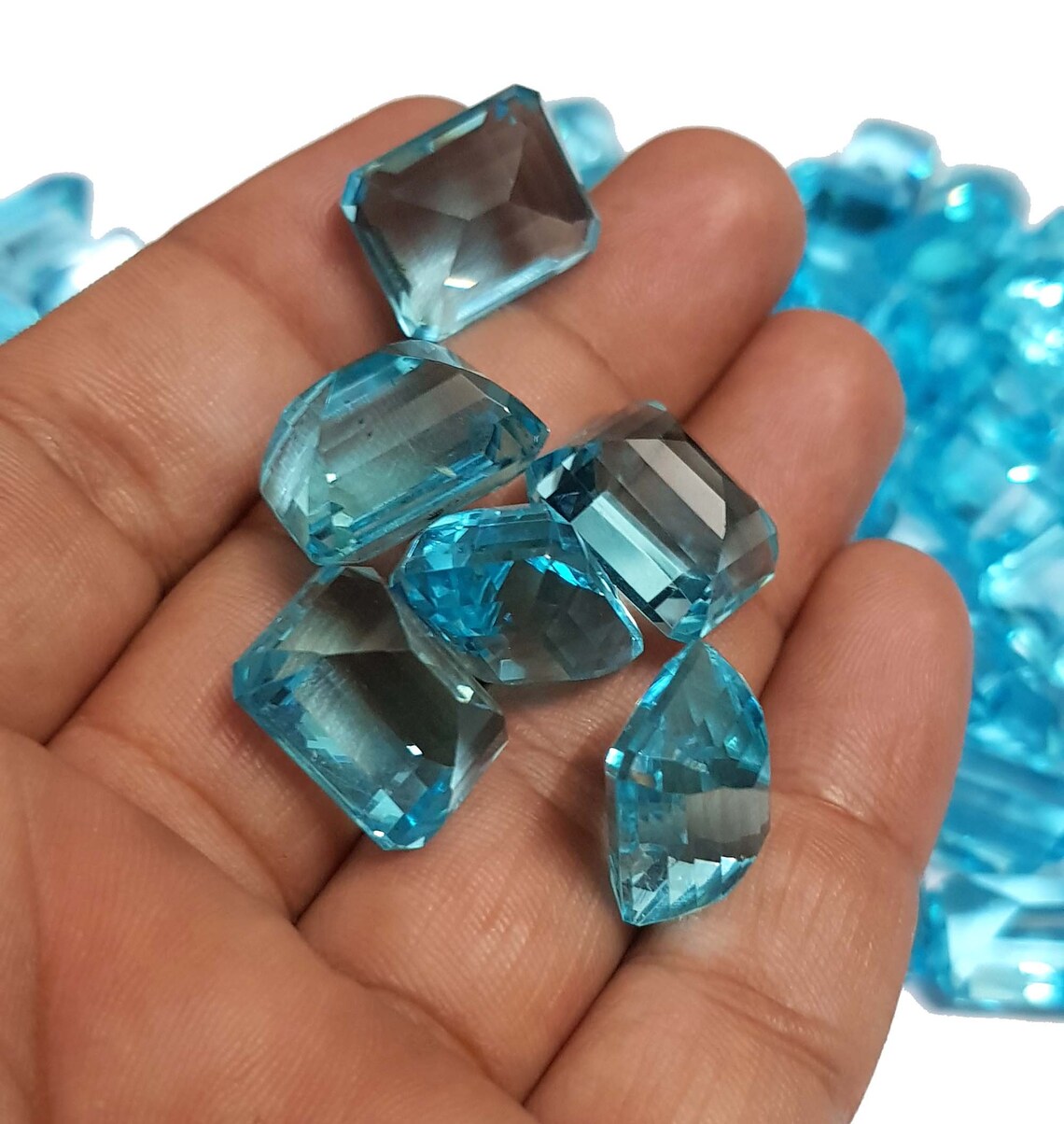 Loose Gemstone 13 to 17 Ct Aquamarine Synthetic Emerald Shape Etsy UK