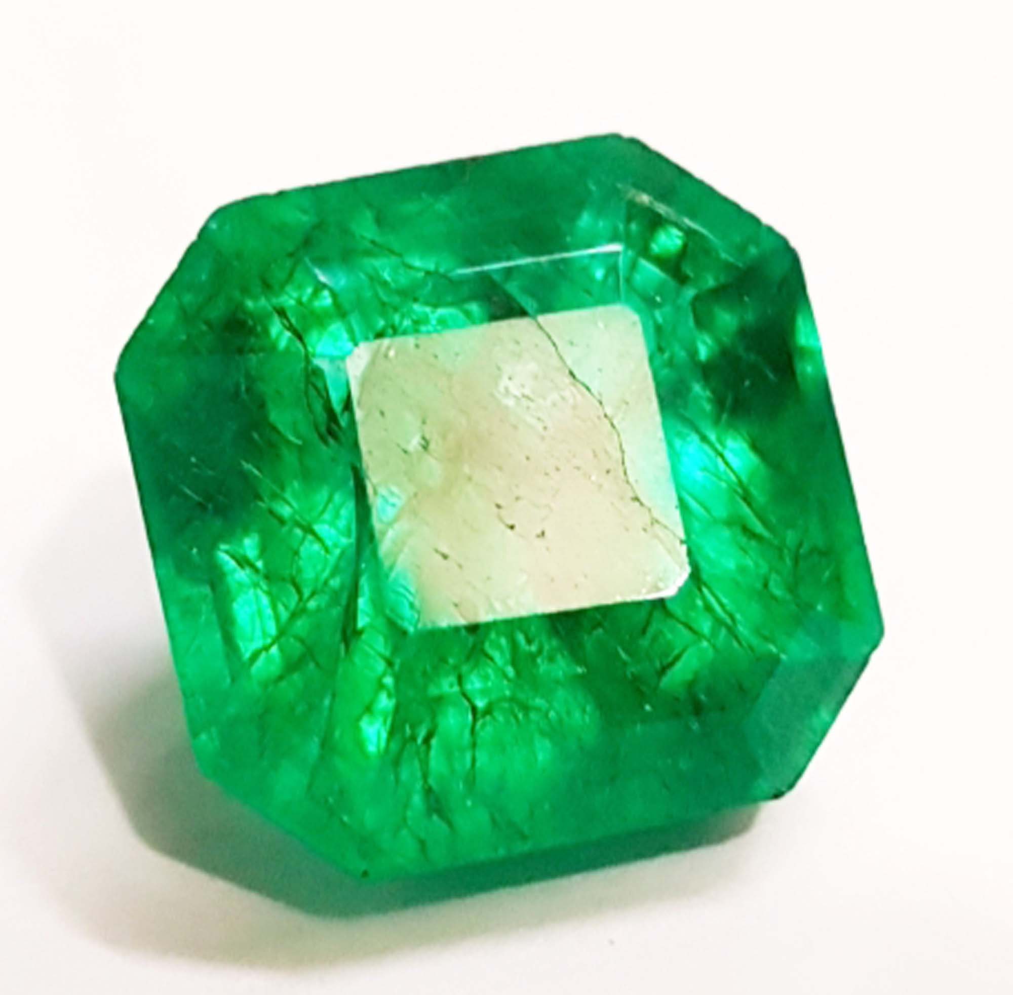 10.80 Ct Green Emerald Ring Size Square Shape Color Enhanced - Etsy