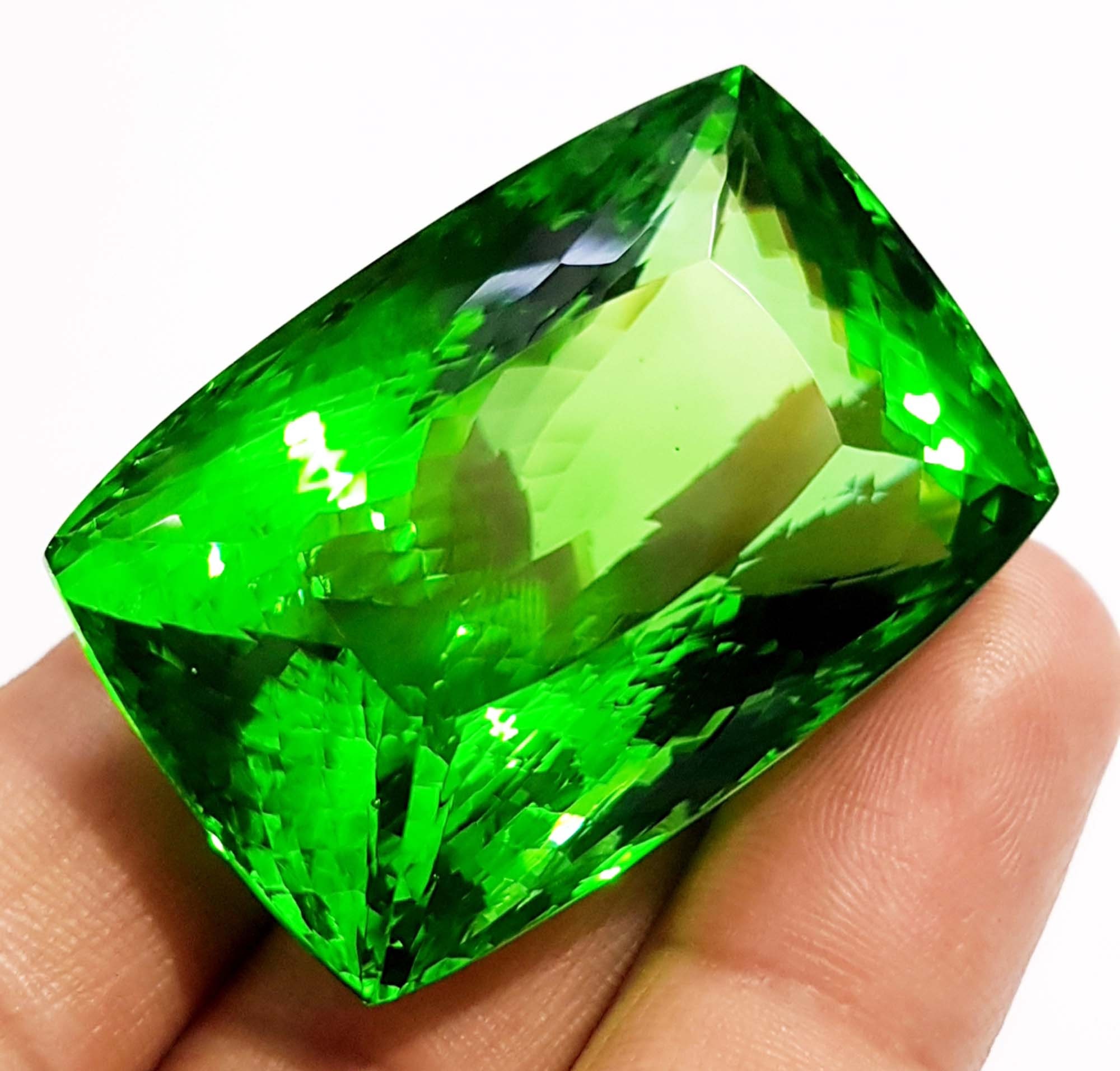 186.25 Ct Glorious Green Topaz Cushion Shape Loose Gemstone Etsy UK