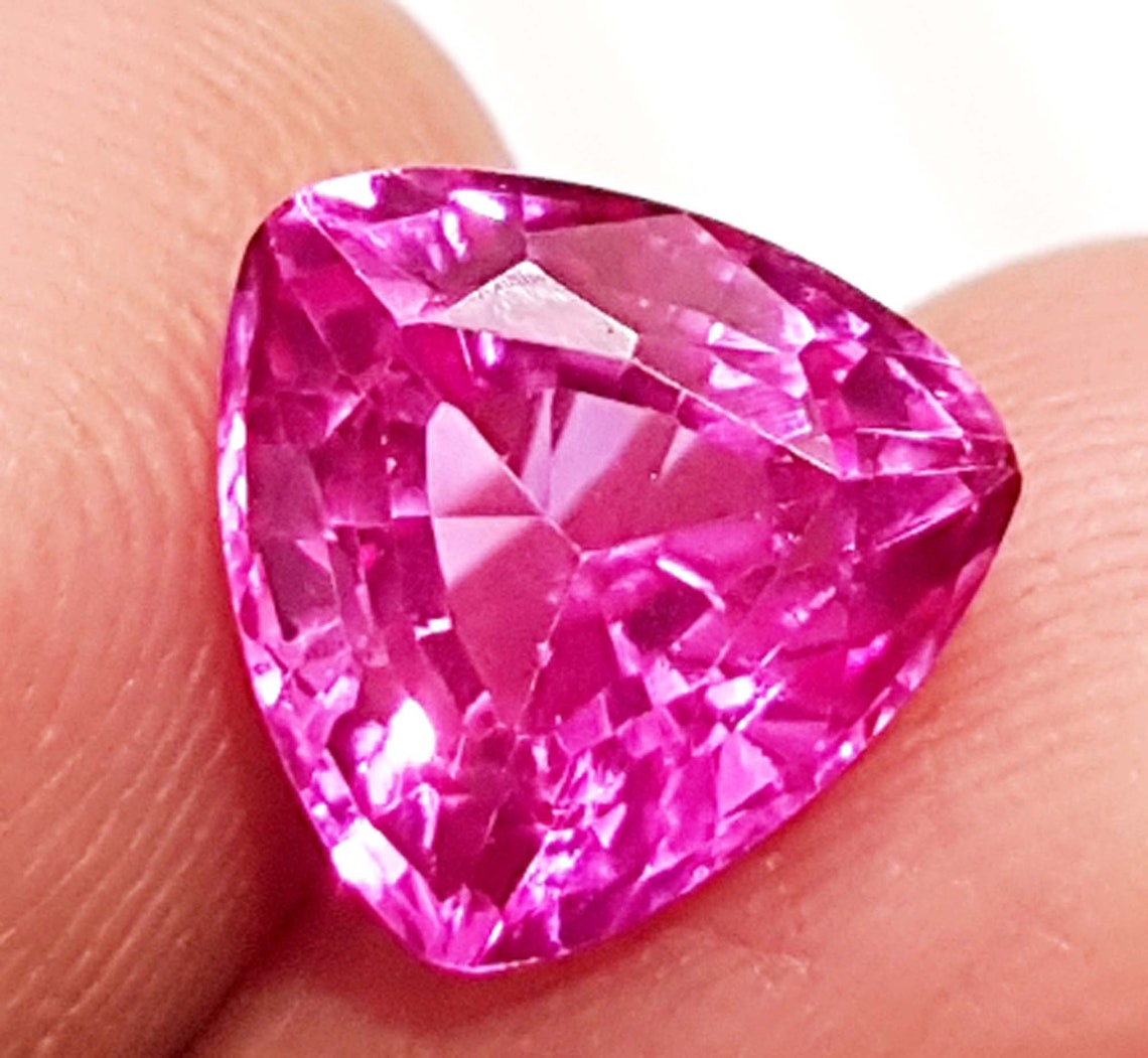 5.45 CT Natural Pink Sapphire Trillion Shape Loose Gemstone Etsy