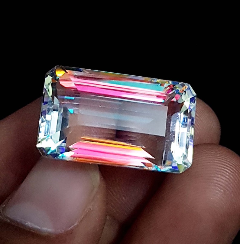 35.30 Ct Mystic Opal Emerald Shape Pendent Size for Jewelry And Making stone Multi-Color Loose Gemstone