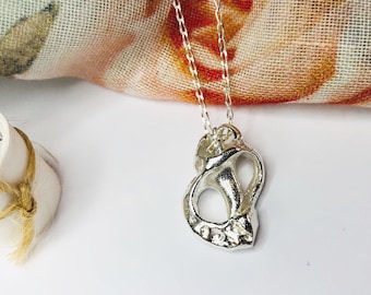 Sterling Silver Heart Shell Necklace, Shell Pendant by Silver Nutshell