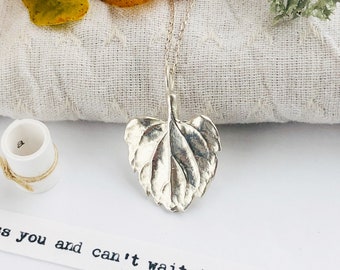 Sterling Silver Botanical Leaf Necklace, Silver Leaf Pendant by Silver Nutshell