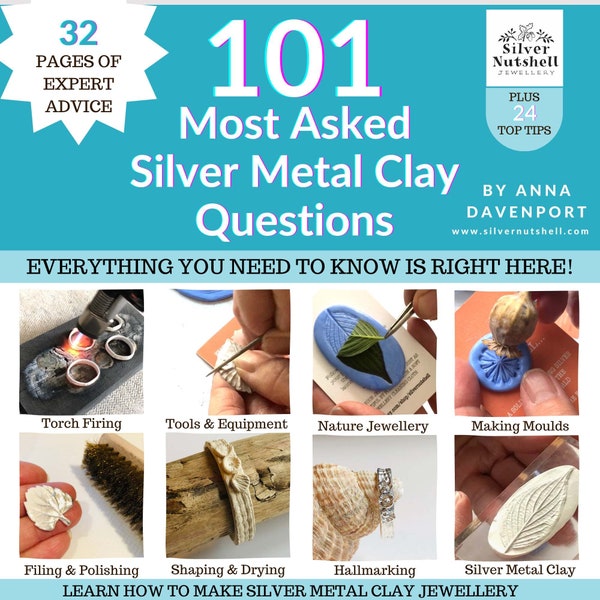 101 Most Asked Silver Metal Clay Questions. 32-pages of expert advice. How to use silver metal clay and become a silver metal clay jeweller.