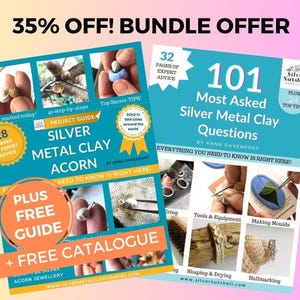 BUNDLE of 4 | Silver Metal Clay Acorn | 101 Most Asked Silver Metal Clay Questions | FREE Guide + 2025 Catalogue | 94 pages!