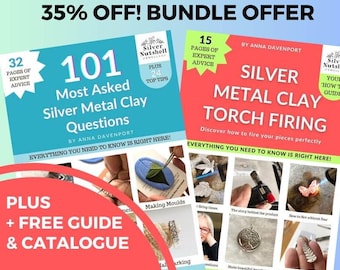 BUNDLE of 4 | FREE Guide + 2025 Catalogue | 101 Most Asked Silver Metal Clay Questions + Silver Metal Clay Torch Firing | 83 pages of advice