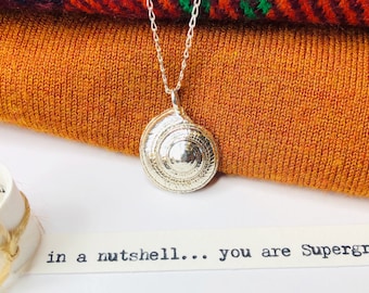 Hallmarked Sterling Silver Sundial Shell Necklace