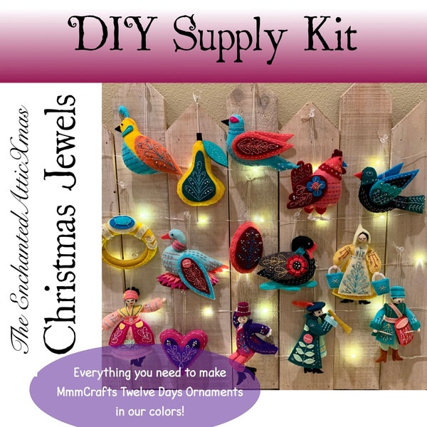 Twelve Days of Christmas Supply Kit for MmmCrafts DYI Christmas Jewels Colors - SUPPLIES ONLY - Does Not come with Pattern