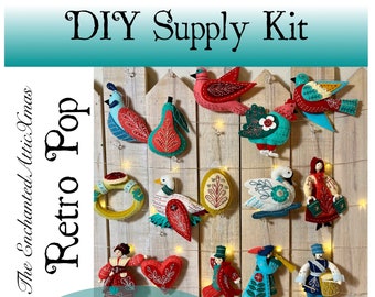 Twelve Days of Christmas Supply Kit for MmmCrafts DYI Retro Pop Colors - SUPPLIES ONLY - Does Not come with Pattern