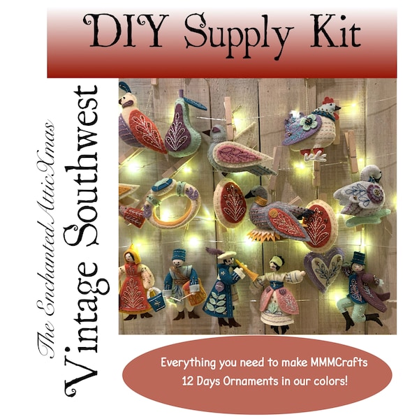 Twelve Days of Christmas Supply Kit for MmmCrafts DYI Vintage Southwest Colors - SUPPLIES ONLY - Does Not come with Pattern