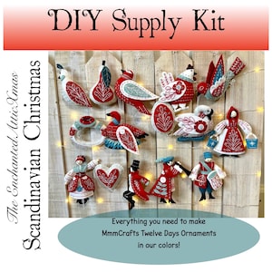 Twelve Days of Christmas Supply Kit for MmmCrafts DYI Scandinavian Colors - SUPPLIES ONLY - Does Not come with Pattern
