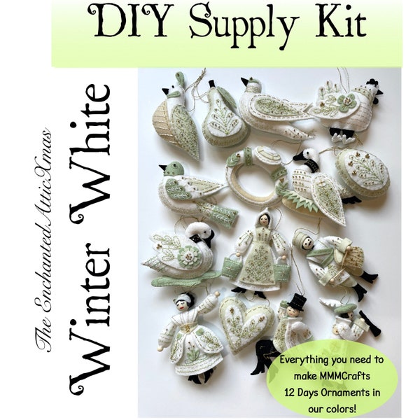 Twelve Days of Christmas Supply Kit for MmmCrafts DYI Winter White Colors - SUPPLIES ONLY - Does Not come with Pattern