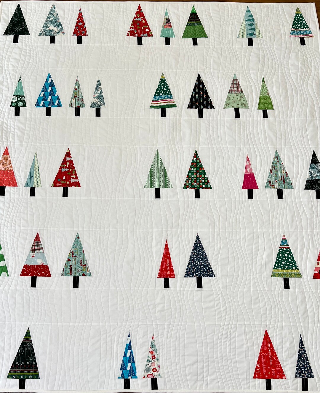 READY to SHIP Finished Modern Handmade Christmas Tree Quilt Etsy
