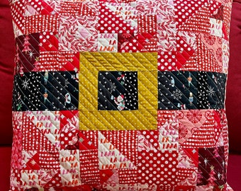 READY to SHIP! Finished Handmade Modern Merry Christmas Santa Belt Pillow 20"x20" Fa La La Candy Stripe