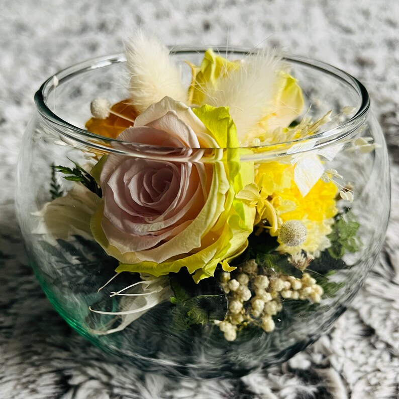 PRESERVED FLOWERS IN Glass Globe Bowl Enchanting Roses & Etsy