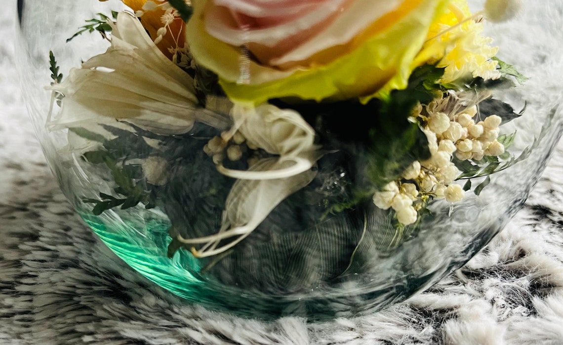 PRESERVED FLOWERS IN Glass Globe Bowl Enchanting Roses & Etsy