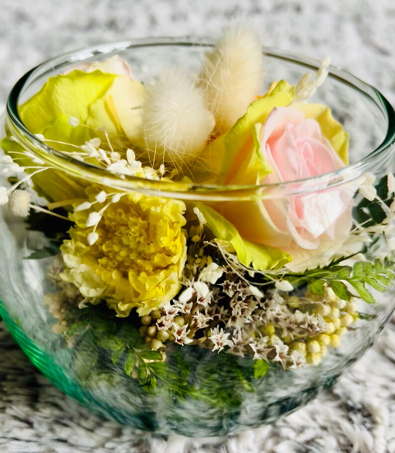 PRESERVED FLOWERS IN Glass Globe Bowl Enchanting Roses & Etsy