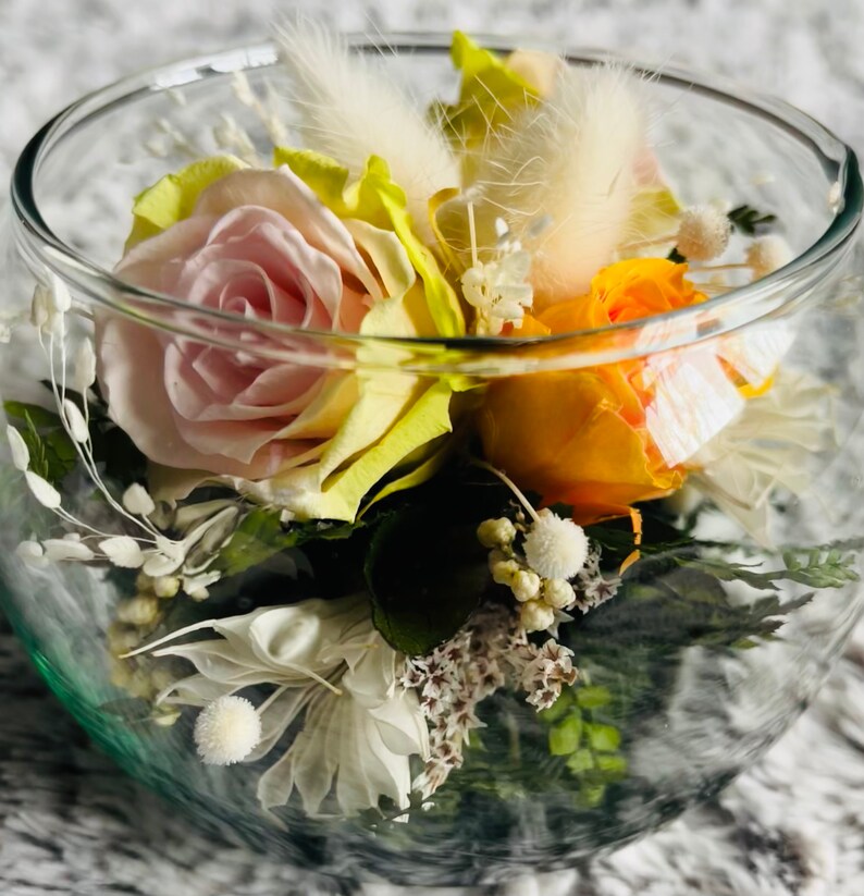 PRESERVED FLOWERS IN Glass Globe Bowl Enchanting Roses & Etsy