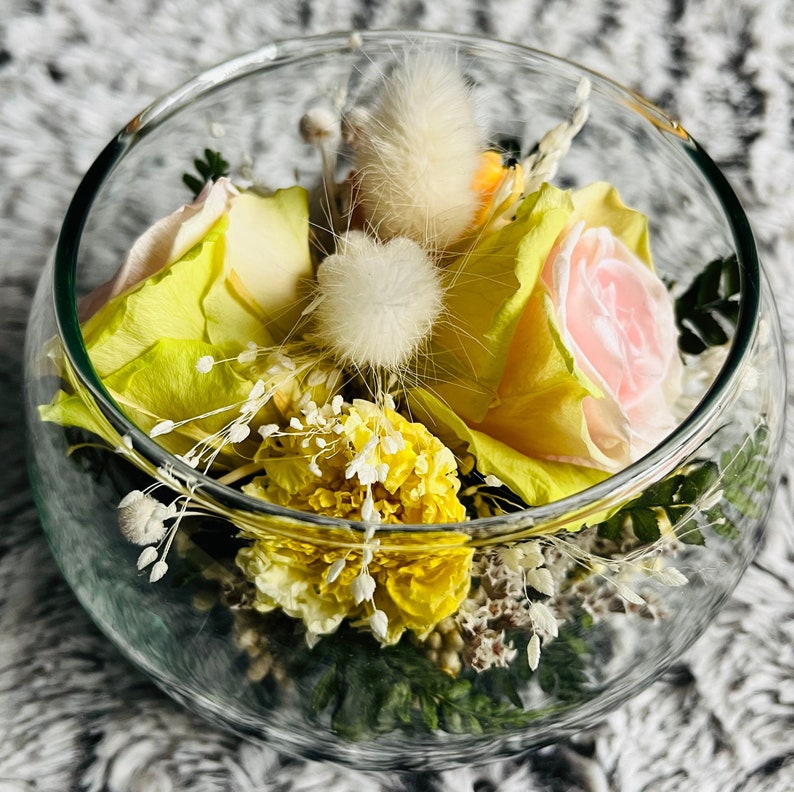 PRESERVED FLOWERS IN Glass Globe Bowl Enchanting Roses & Etsy