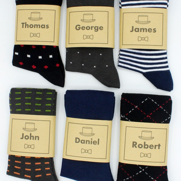 Personalized Socks Perfect Gift for Wedding, Boyfriend, Husband, Coworker & Son, Groomsmen Gift, Best Man Socks, Custom Printed Sock LABELS