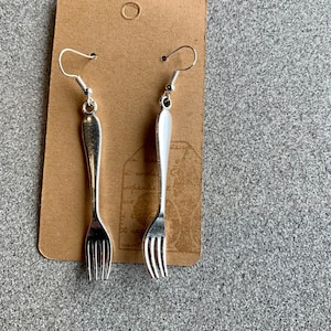 Dig In earrings: whimsical little fork earrings / cutlery earrings / food and drink earrings / chef cook foodie / gift