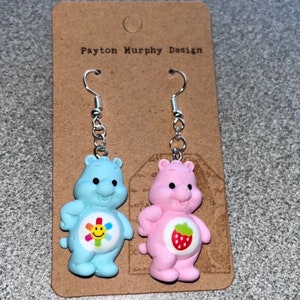 Mix & Match: whimsical little Care Bears earrings / novelty earrings / teddy bear earrings / cartoon bears / Kawaii / gift for her