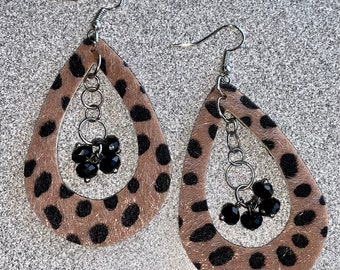 Zeuzera earrings: faux faux double teardrop earrings with vintage glass accents