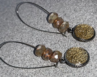 Glow earrings: earrings, druzy earrings, dangle earrings, drop earrings, unique earrings, gold earrings, silver earrings, boho earrings