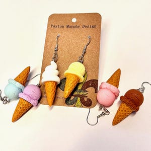 Mix & Match: whimsical little ice cream cone earrings / novelty Kawaii food and drink foodie fun funky / gift for her