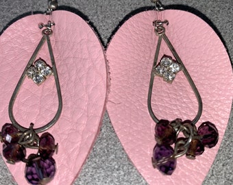 Afternoon Delight earrings: genuine leather earrings, vintage earrings, unique earrings, dangle earrings, drop earrings, boho earrings