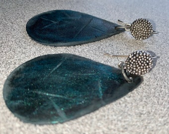 CSA Emerald Isle earrings: hand painted genuine leather one of a  kind earrings