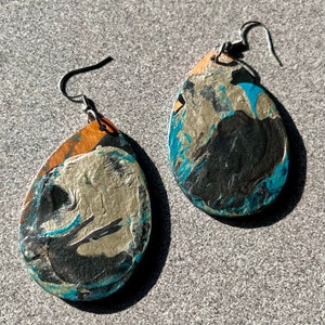 Arya earrings: hand painted and wood teardrop earrings
