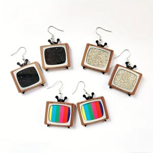 Old School TV set shaped earrings in your choice of styles